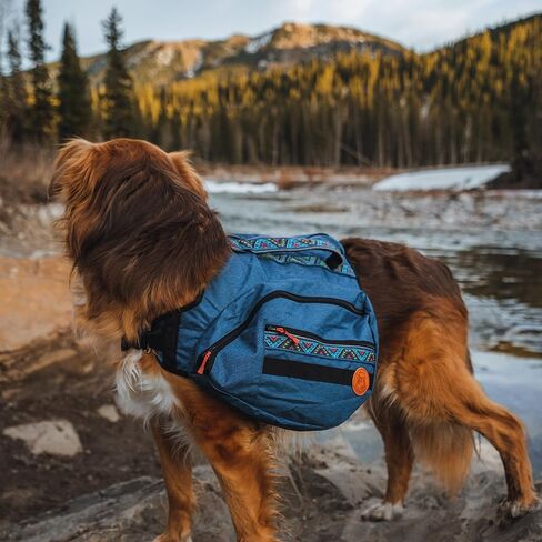 Wilderdog Dog Backpack with Built in Harness and Back-Mounted D-Ring Leash Attachment, Handle, Two Saddlebags with 4 Total Pockets, Built in Poop Bag Dispenser (Huckleberry, Large) in Saudi Arabia