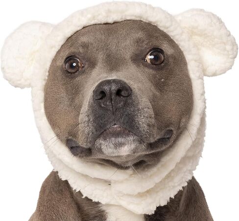 Furhaven XS to SM Dog Hat, Washable & Cozy - Sherpa Flex-Fit Polar Bear Dog Hat Costume - Cream, Extra Small to Small in Saudi Arabia