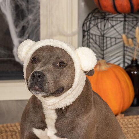 Furhaven XS to SM Dog Hat, Washable & Cozy - Sherpa Flex-Fit Polar Bear Dog Hat Costume - Cream, Extra Small to Small in Saudi Arabia