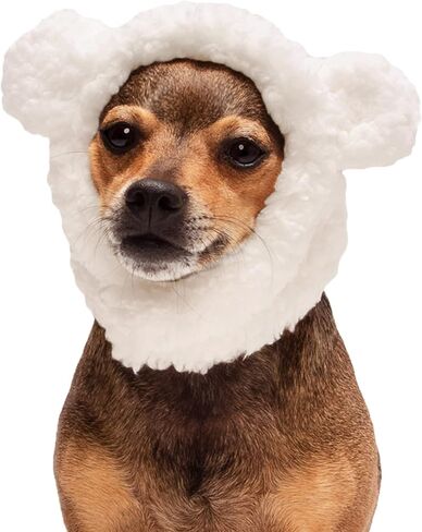 Furhaven XS to SM Dog Hat, Washable & Cozy - Sherpa Flex-Fit Polar Bear Dog Hat Costume - Cream, Extra Small to Small in Saudi Arabia