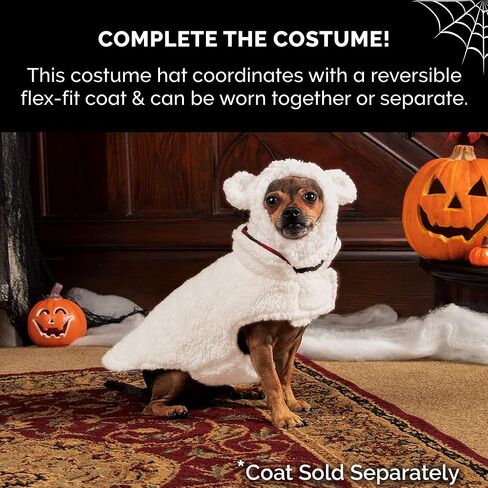 Furhaven XS to SM Dog Hat, Washable & Cozy - Sherpa Flex-Fit Polar Bear Dog Hat Costume - Cream, Extra Small to Small in Saudi Arabia