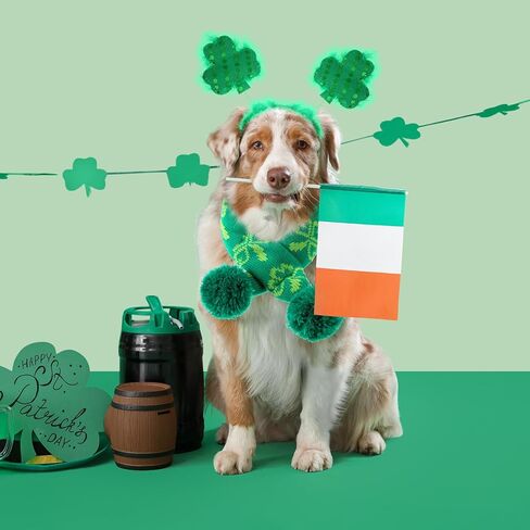 3 Pcs St Patrick's Day Dog Costume Set Including Sequins Shamrock Headband St. Patrick's Day Dog Tutu Dress Cute Pet Tutu Green Irish Pet Scarf for Medium Dogs Holiday Outfit Accessory in Kuwait