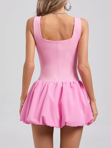 Milumia Women's Square Neck Bubble Mini Tank Dress Short Party Club Dresses in Saudi Arabia