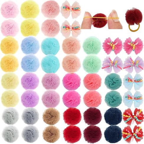 yxiang 100pcs إكسسوارات Pet Pet Pet - أقواس الشعر البولكا الأصلية مع أشرطة مطاطية للكلاب الصغيرة والجرو مثل يوركيس - 50 زوجًا in Kuwait