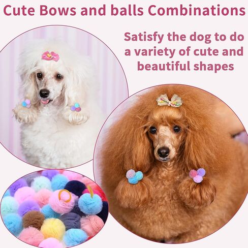yxiang 100pcs إكسسوارات Pet Pet Pet - أقواس الشعر البولكا الأصلية مع أشرطة مطاطية للكلاب الصغيرة والجرو مثل يوركيس - 50 زوجًا in Kuwait