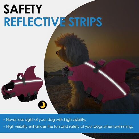 SUNFURA Dog Life Jacket Shark Life Vest for Dogs, Adjustable Swmming Vest with High Buoyancy, Safety Lifesaver with Rescue Handle for French Bulldog Small Medium Breeds, USA Flag M in Saudi Arabia