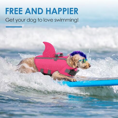 SUNFURA Dog Life Jacket Shark Life Vest for Dogs, Adjustable Swmming Vest with High Buoyancy, Safety Lifesaver with Rescue Handle for French Bulldog Small Medium Breeds, USA Flag M in Saudi Arabia