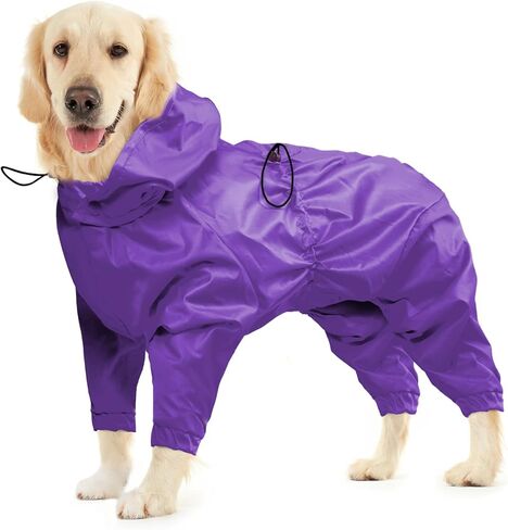 BRKURLEG Dog Raincoat, 4 Legs Dog Rain Jacket, Pet Waterproof Rainproof Jacket with Leash Hole Reflective Pet Poncho for Medium Dogs Large Dog Boy Girl, Lightweight Waterproof Jacket, Pink M in Kuwait