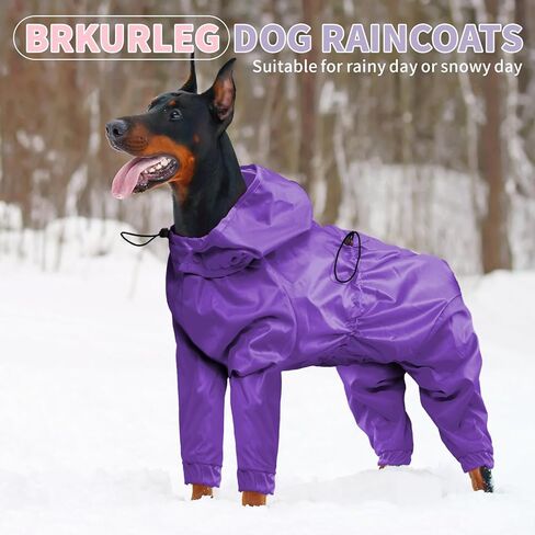 BRKURLEG Dog Raincoat, 4 Legs Dog Rain Jacket, Pet Waterproof Rainproof Jacket with Leash Hole Reflective Pet Poncho for Medium Dogs Large Dog Boy Girl, Lightweight Waterproof Jacket, Pink M in Kuwait