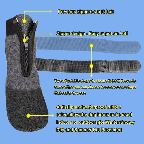Waterproof Grip Dog Shoes,Anti-Slip Dog Socks Boots,Zipper Dogs Booties Paw Protectors for Hardwood Floor,Indoor and Outdoor for Small Medium Large Dogs Black XXL in Saudi Arabia