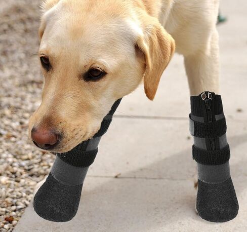 Waterproof Grip Dog Shoes,Anti-Slip Dog Socks Boots,Zipper Dogs Booties Paw Protectors for Hardwood Floor,Indoor and Outdoor for Small Medium Large Dogs Black XXL in Saudi Arabia
