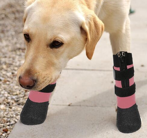 Waterproof Grip Dog Shoes,Anti-Slip Dog Socks Boots,Zipper Dogs Booties Paw Protectors for Hardwood Floor,Indoor and Outdoor for Small Medium Large Dogs Black XXL in Saudi Arabia