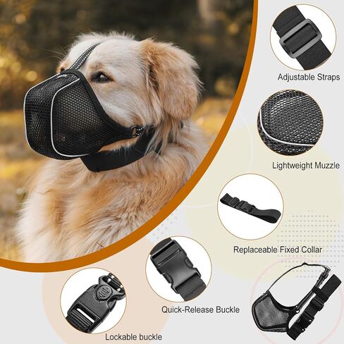 Dog Muzzle, Soft Mesh Muzzle for Large Small Medium Sized Dogs, Reflective Adjustable Lightweight Dog Muzzle for Scavenging Biting Grooming Chewing Vet Visit, Allows Panting Drinking, Small in Saudi Arabia