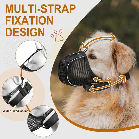 Dog Muzzle, Soft Mesh Muzzle for Large Small Medium Sized Dogs, Reflective Adjustable Lightweight Dog Muzzle for Scavenging Biting Grooming Chewing Vet Visit, Allows Panting Drinking, Small in Saudi Arabia