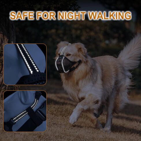 Dog Muzzle, Soft Mesh Muzzle for Large Small Medium Sized Dogs, Reflective Adjustable Lightweight Dog Muzzle for Scavenging Biting Grooming Chewing Vet Visit, Allows Panting Drinking, Small in Saudi Arabia