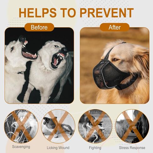 Dog Muzzle, Soft Mesh Muzzle for Large Small Medium Sized Dogs, Reflective Adjustable Lightweight Dog Muzzle for Scavenging Biting Grooming Chewing Vet Visit, Allows Panting Drinking, Small in Saudi Arabia