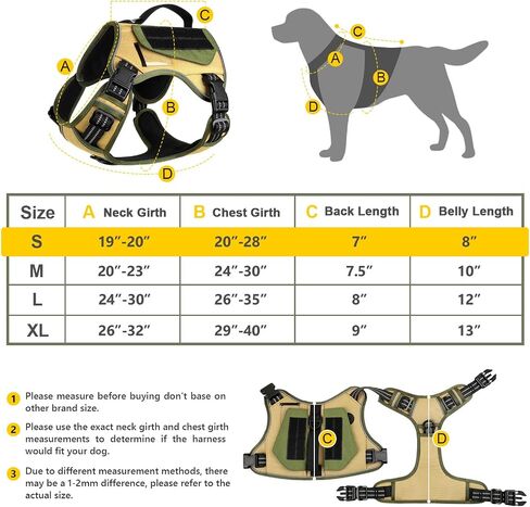 WINGOIN Tactical Dog Harness for Large Dogs, Heavy Duty No Pull Dog Harness with Handle, Adjustable Reflective Military K9 German Shepherd Big Size Dog Vest for Training, Walking, Hiking, Green (L) in Kuwait