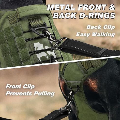 WINGOIN Tactical Dog Harness for Large Dogs, Heavy Duty No Pull Dog Harness with Handle, Adjustable Reflective Military K9 German Shepherd Big Size Dog Vest for Training, Walking, Hiking, Green (L) in Kuwait