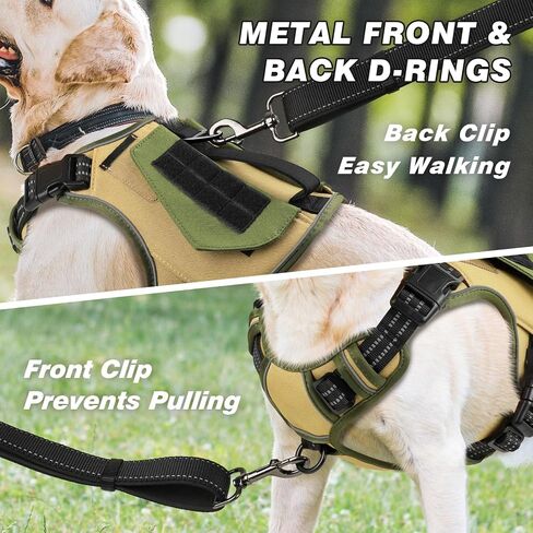 WINGOIN Tactical Dog Harness for Large Dogs, Heavy Duty No Pull Dog Harness with Handle, Adjustable Reflective Military K9 German Shepherd Big Size Dog Vest for Training, Walking, Hiking, Green (L) in Kuwait