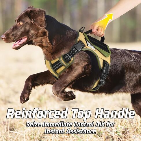 WINGOIN Tactical Dog Harness for Large Dogs, Heavy Duty No Pull Dog Harness with Handle, Adjustable Reflective Military K9 German Shepherd Big Size Dog Vest for Training, Walking, Hiking, Green (L) in Kuwait