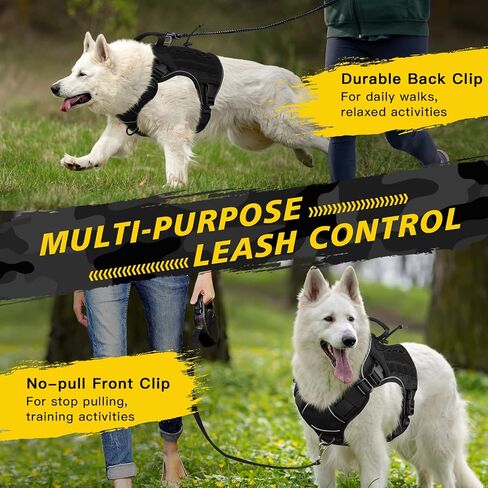 WINGOIN Tactical Dog Harness for Large Dogs, Heavy Duty No Pull Dog Harness with Handle, Adjustable Reflective Military K9 German Shepherd Big Size Dog Vest for Training, Walking, Hiking, Green (L) in Kuwait