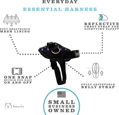 ShawnCo Essential Dog Harness, No-Pull Pet Vest with 3 Leash Clips, No Choke, Reflective, Adjustable and Padded, for Easy Walking and Training for Small, Medium and Large Dogs (Oceanic Blue, S) in Saudi Arabia