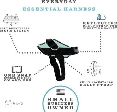 ShawnCo Essential Dog Harness, No-Pull Pet Vest with 3 Leash Clips, No Choke, Reflective, Adjustable and Padded, for Easy Walking and Training for Small, Medium and Large Dogs (Oceanic Blue, S) in Saudi Arabia