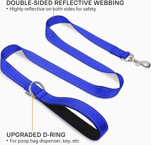 Joytale Double-Sided Reflective Dog Leash, 6 FT/5 FT/4 FT, Padded Handle Nylon Heavy Duty Leashes for Medium & Large Dogs Walking, Black, 6FT in Saudi Arabia