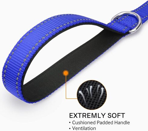 Joytale Double-Sided Reflective Dog Leash, 6 FT/5 FT/4 FT, Padded Handle Nylon Heavy Duty Leashes for Medium & Large Dogs Walking, Black, 6FT in Saudi Arabia