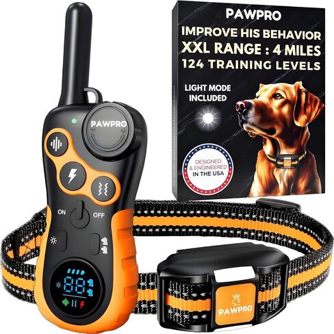 Dog Shock Collar with Remote, Unmatched 4-Mile Range, Night-Light Mode, Training Guide Included, 124 Training Levels & 4 Modes, Beep Vibration Shock, Waterproof Rechargeable, Fits All Dogs (Green) in Kuwait