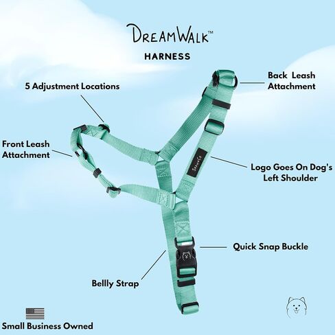 ShawnCo Dream Walk No-Pull Dog Harness- Adjustable, Comfortable, Easy to Use Pet Halter to Help Stop Pulling for Small, Medium and Large Dogs (ICY Lilac, M) in Kuwait