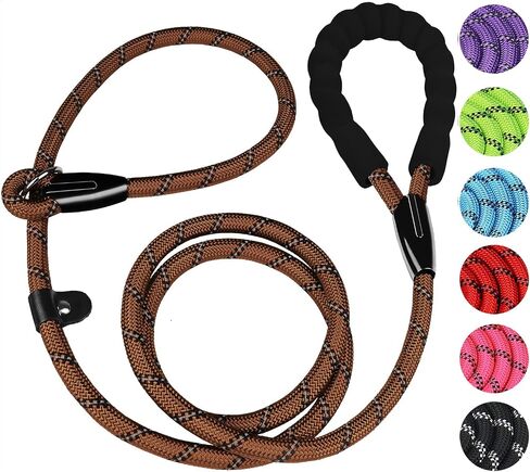 Dog Leash, 6 FT Heavy Duty Dog Leash, Durable Premium Quality Strong Rope Slip Leash with Comfortable Padded Handle and Highly Reflective Threads for Small Medium and Large Dogs, (Black) in Saudi Arabia