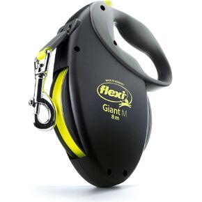 FLEXI Giant Tape Retractable Dog Leashes for Large Dogs Upto 110 lbs. – 26 ft., Black | Tangle Free Pet Walking Leash with One-Handed Brake, Pause, Lock | German Quality Product