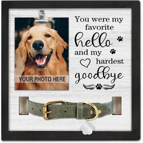 Pet Loss Gift, Memorial Sympathy Gifts for Loss of Dog, Pet Memorial Frame with Collar Holder, Cat Memorial Gift, My Hardest Goodbye