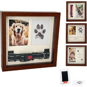 Pet Memorial Dog Picture Frame, 4 Customizable Displays, 9x9", Paw Print Kit for Dogs, Pet Memorial Gift for Dogs, Loss of Dog Sympathy Gift, Dog Memorial Gift, Pet Paw Print Impression Kit, Cat Memorial Picture Frame, Dog Passing Away Gift