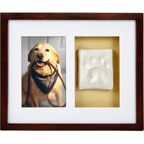 Pearhead Pet Paw Print Photo Frame with Clay Sundrint Kit - Pawprint Making Kit and Photo Display للقطط والكلاب ، No -Mess Pawprint Memorial ، هدية لمالك الحيوانات الأليفة ، إسبرسو in Kuwait