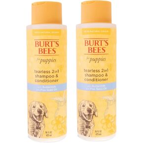 Burt's Bees for Pets Tearless Puppy 2-in-1 Shampoo and Conditioner with Buttermilk and Linseed Oil, 95% Natural Origin Formulas, Shampoo for Puppies - Gentle Puppy Shampoo Tear Free, 16 oz