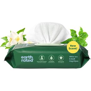 Earth Rated Hypoallergenic Pet Wipes for Dogs & Cats, Cleaning and Odor-Controlling Grooming for Paws, Body, and Butt, Unscented, 100 Count