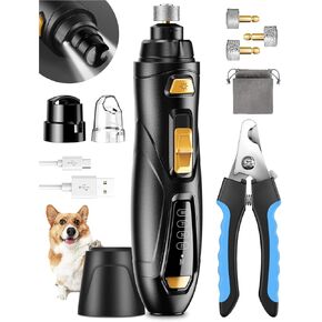 Dog Nail Grinder Super Quiet Dog Nail Trimmers 3 Grinding Wheels 3 Speed Rechargeable Pet Nail Grinder LED Display Dog Nail Clippers Kit for Large Medium Small Dogs Cats Dog Nail File Toenail Clippers