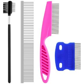 Pets Grooming Comb Kit for Small Dogs Puppies For Tear Stain Remover, 2-in-1 with Round Teeth to Remove Knots Crust Mucus