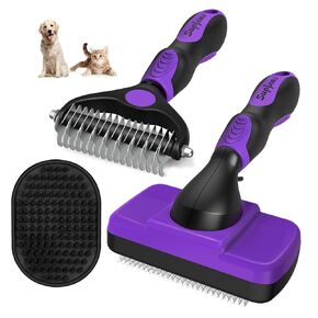 3PCS Dog Brush I Dog Brush for Shedding I Deshedding Dog Brush I Dog Bath Brush I Slicker Brush For Dogs I Dog Comb I Premium Pet Supplies (Green Black)