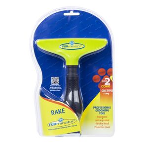 FURminator Dog/Cat Grooming Rake, Grooming Tool, Removes Loose Hair and Tangles, Gray