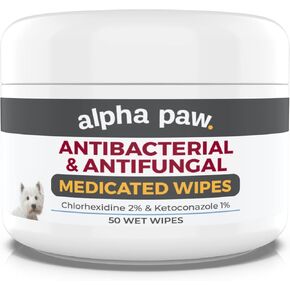 Smiling Paws Pets - Antibacterial & Antifungal Wipes for Dogs & Cats (with Chlorhexidine & Ketoconazole)