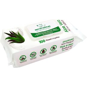 Best Pet Supplies 8" x 9" Pet Grooming Wipes for Dogs & Cats, 100 Pack, Plant-Based Deodorizer for Coats & Dry, Itchy, or Sensitive Skin, Clean Ears, Paws, & Butt - Calming Lavender