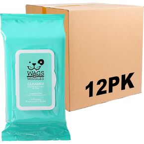 Wags & Wiggles Cleanse Hypoallergenic Wipes 100ct | Hypoallergenic Dog Wips 100 Count Package, Fragrance Free | Waterless Bathing to Keep Pets with Sensitive Skin Clean (FF22031)