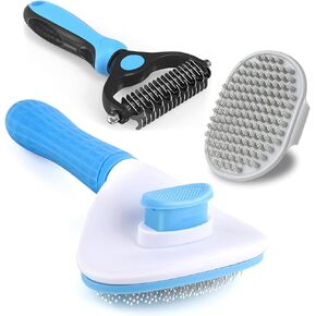 3pcs فرشاة العناية بالكلاب - فرشاة الكلاب لتلقي تدليك الاستحمام - سفك مزدوج الجوانب ، وإلغاء تحطيم أشعل النار - تنظيف ذاتي فرشاة الكلاب والقطط ذات المعاطف الطويلة أو القصيرة in Kuwait