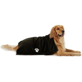 Bone Dry Pet Grooming Towel Collection Absorbent Microfiber X-Large, 41x23.5", Embroidered Gray