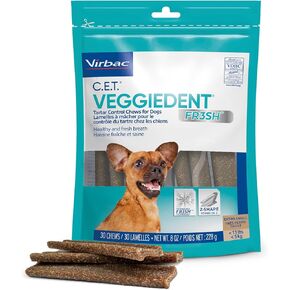 Virbac CET VEGGIEDENT FR3SH Tartar Control Chews for Dogs, Medium (Pack of 30)