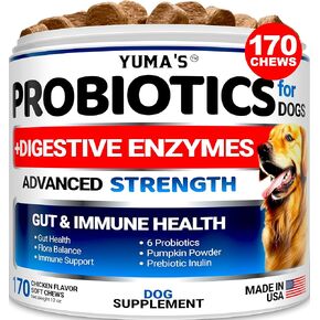 yuma's no pooms for Dogs - 170 ct - coprophagia no poop ease anterrent للكلاب - توقف عن تناول أنبوب الكلاب - البروبيوتيك والإنزيمات الهضمية - مصنوعة في الولايات المتحدة الأمريكية