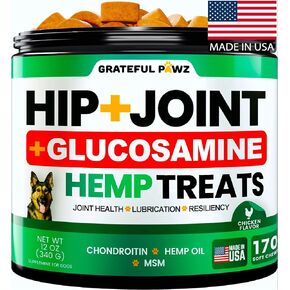 Grateful Pawz Hemp Calming Chews for Dogs - Dog Calming Chews - 170 Anxiety Relief Treats with Hemp Oil - Sleep Aid - Advanced Health Joint Support Supplement - Health & Wellness